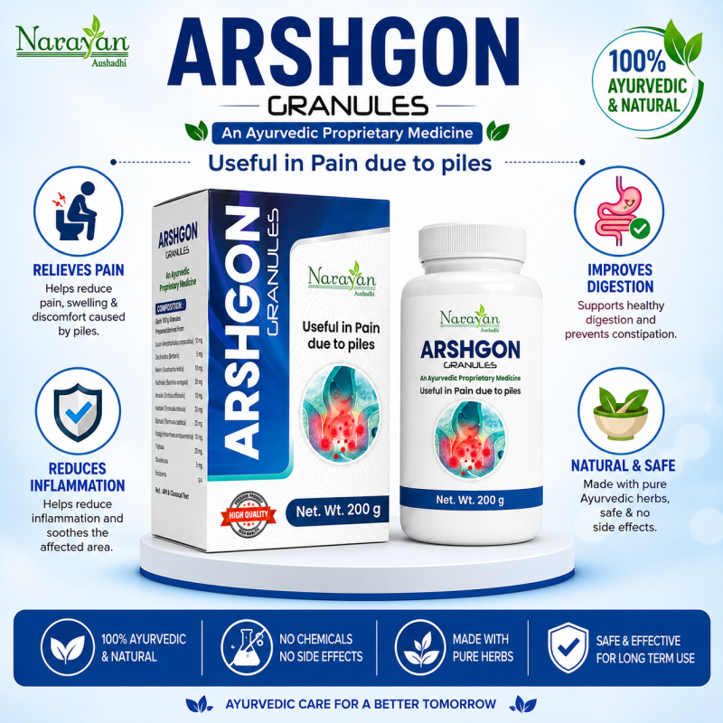 Arshgon Granules Helps Manage Piles Discomfort Swelling and Related Symptoms.