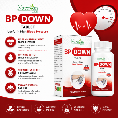 Bp Down Tablet Supports Healthy Blood Pressure and Helps Maintain Vata Balance.