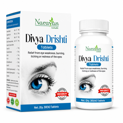Divya Drishti Tablet Supports Eye Health and Helps Reduce Weakness Dizziness.