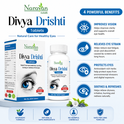 Divya Drishti Tablet Supports Eye Health and Helps Reduce Weakness Dizziness.