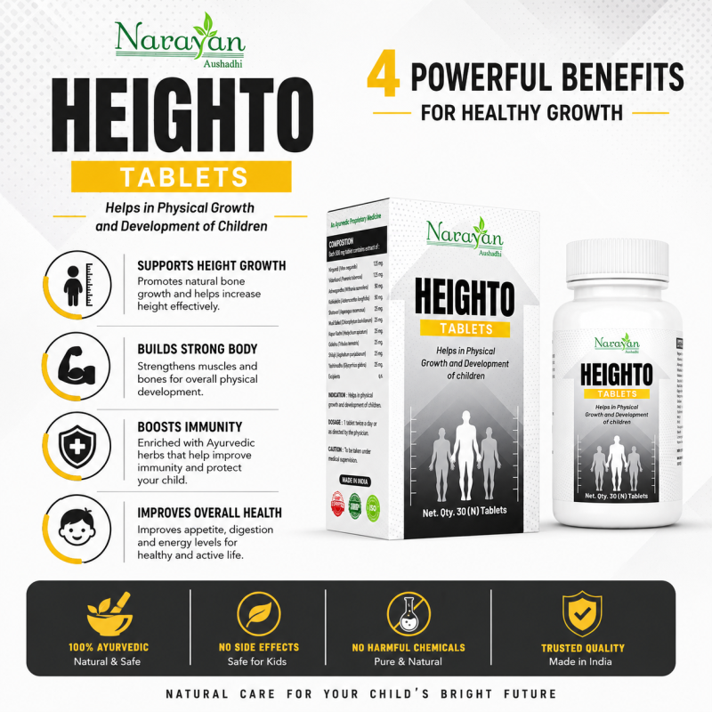 Heighto Tablet Supports Healthy Growth Bone Strength and Physical Development.